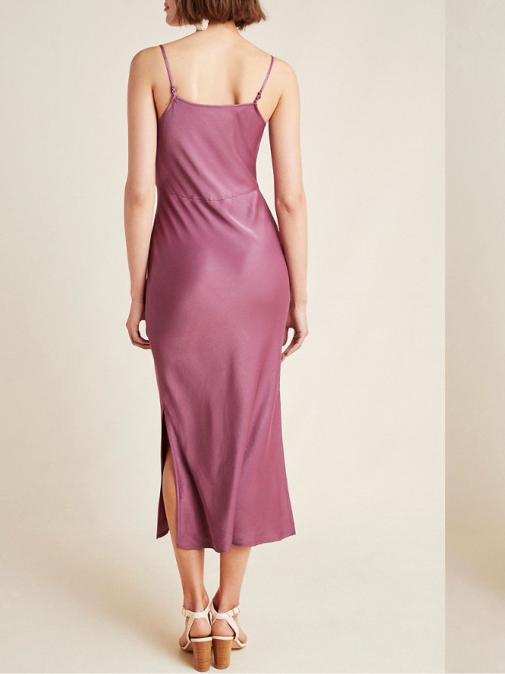 Anthropologie Elyse Bias Satin Cowl Slip Dress in Plum - Picture 2 of 6